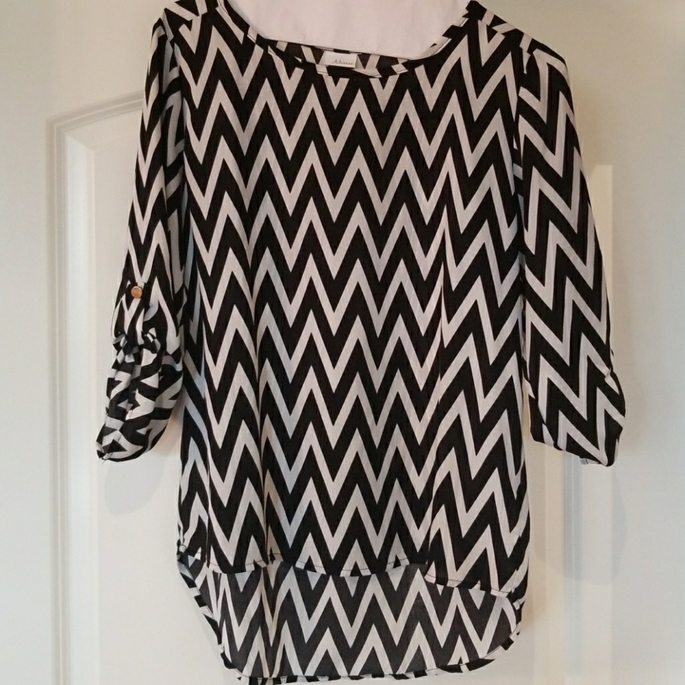 Black and white chevron boutique blouse